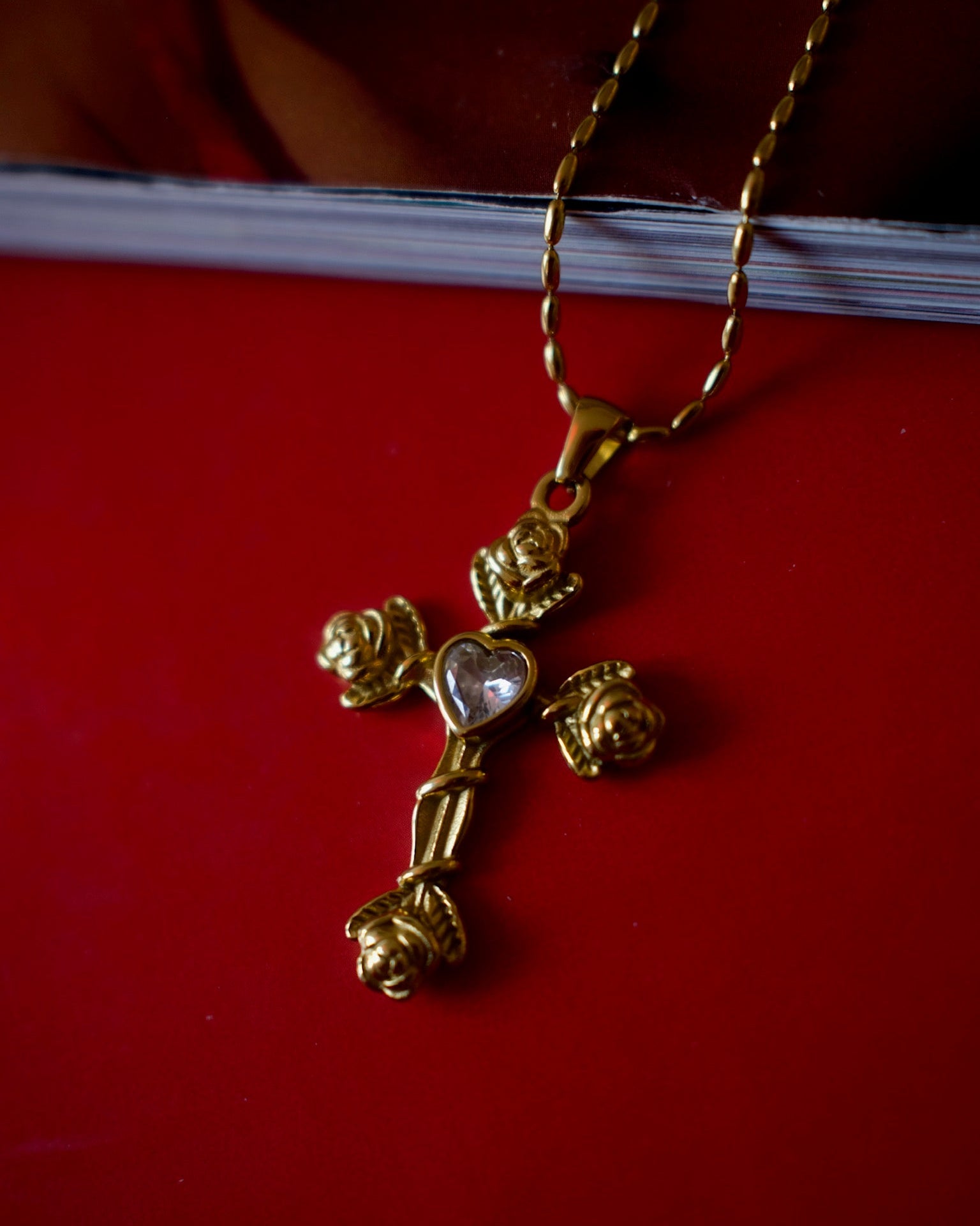Rosa Cross Necklace
