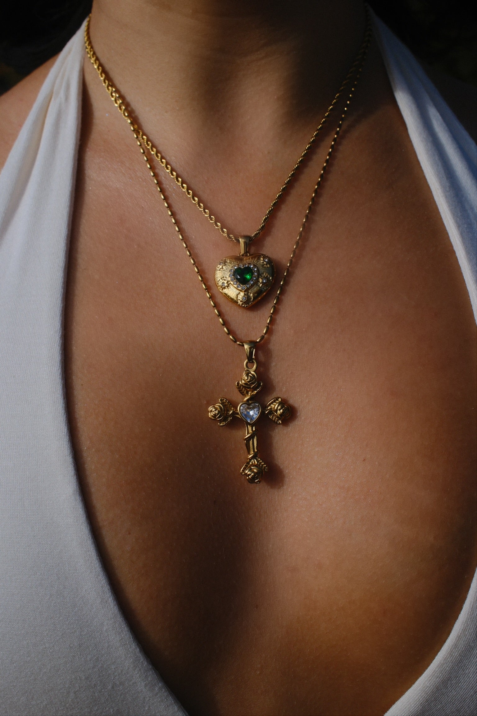 Rosa Cross Necklace